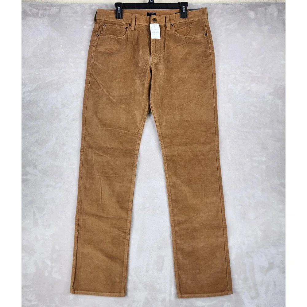 J.Crew Flex Corduroy Pants Mens 34x34 Brown Straight 5 Pocket Stretch Casual
